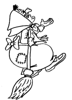 A coloring page of witches